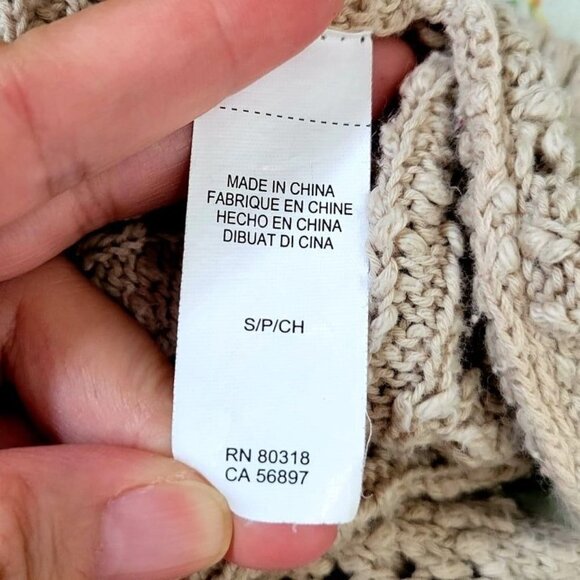 LUCKY BRAND Women's Ivory Open Knit Crochet Open Front Cardigan S - Picture 9 of 10